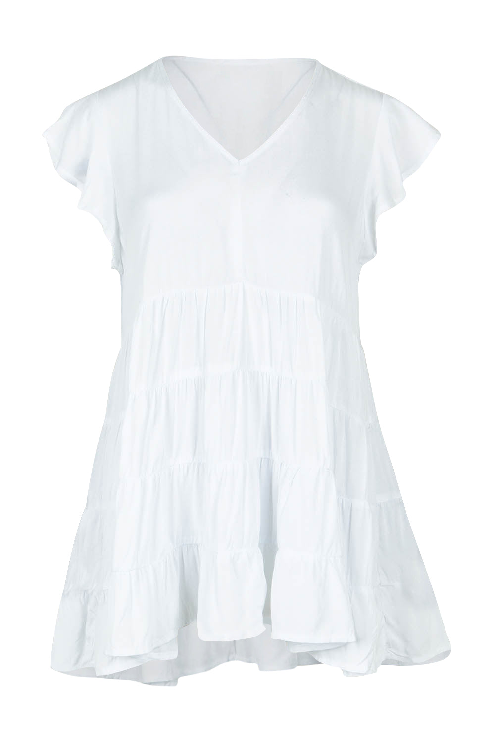 Product shot of the Danica Frill Top in colour White (White), from the front