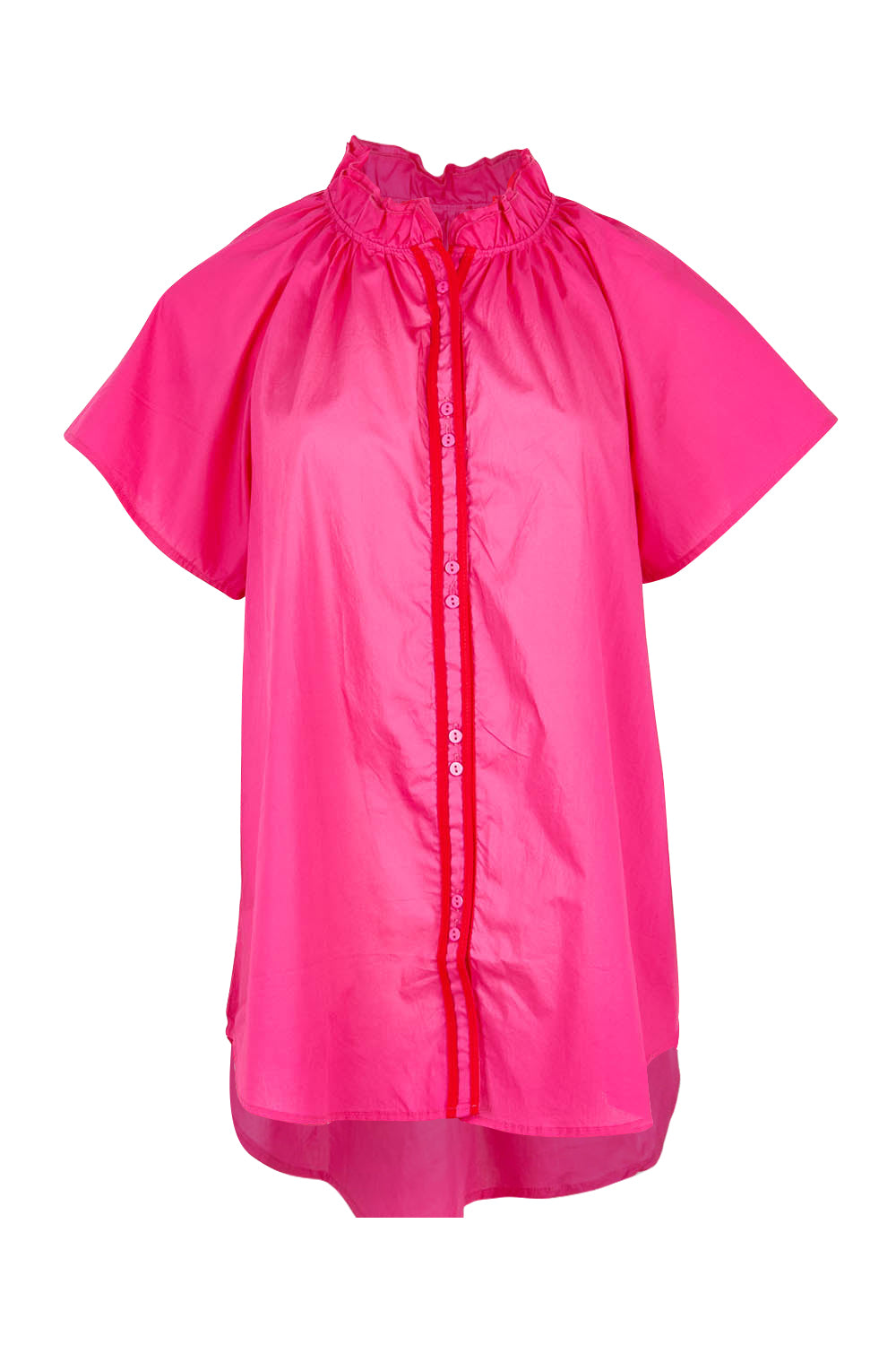 Product shot of the Caspian Cotton Blouse in colour Pinkred (Pink), from the front