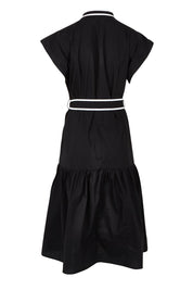 Product shot of the Mari Cotton Dress in colour Black (Black), from the back