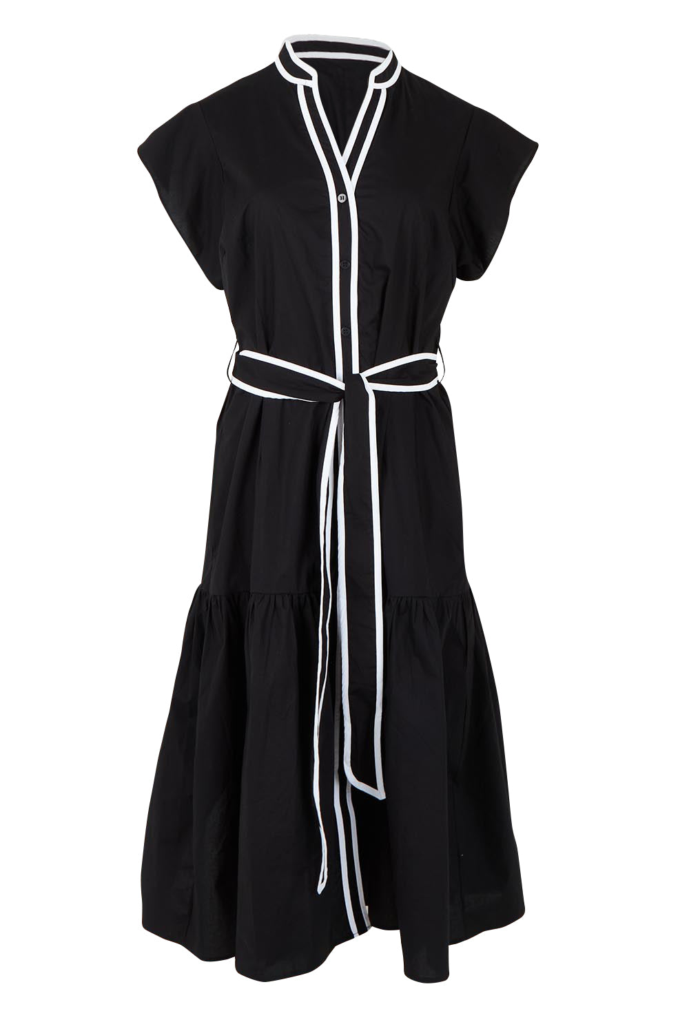 Product shot of the Mari Cotton Dress in colour Black (Black), from the front