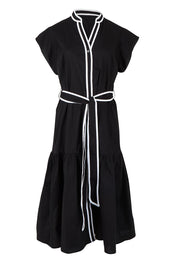 Product shot of the Mari Cotton Dress in colour Black (Black), from the front