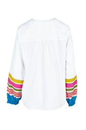 Product shot of the Blossom Linen Blend Blouse in colour White (White), from the back
