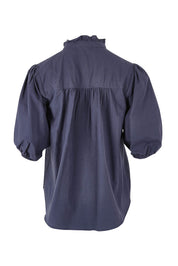 Product shot of the Avery Cotton Blouse in colour Frechblue (Blue), from the back
