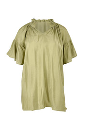Product shot of the Vivienne Blouse in colour Pistachio (Green), from the front