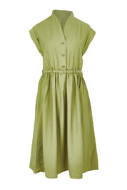 Product shot of the Elianna Dress in colour Pistachio (Green), from the front