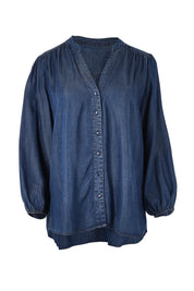 Product shot of the London Lyocell Blouse in colour Darkindigo (Blue), from the front