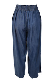 Product shot of the Rio Lyocell Relaxed Pant in colour Darkindigo (Blue), from the back