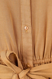 Product shot of the Dresden Lyocell Dress in colour Tan, detail