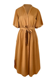 Product shot of the Dresden Lyocell Dress in colour Tan, from the front