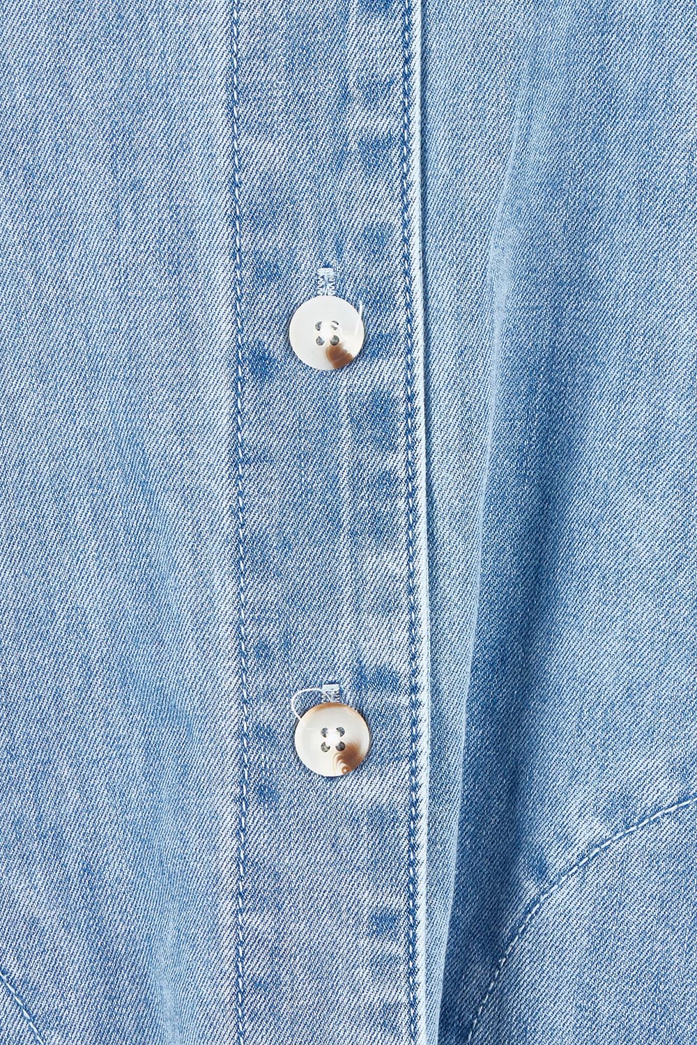 Product shot of the Dawson Denim Dress in colour Midwash (Blue), detail