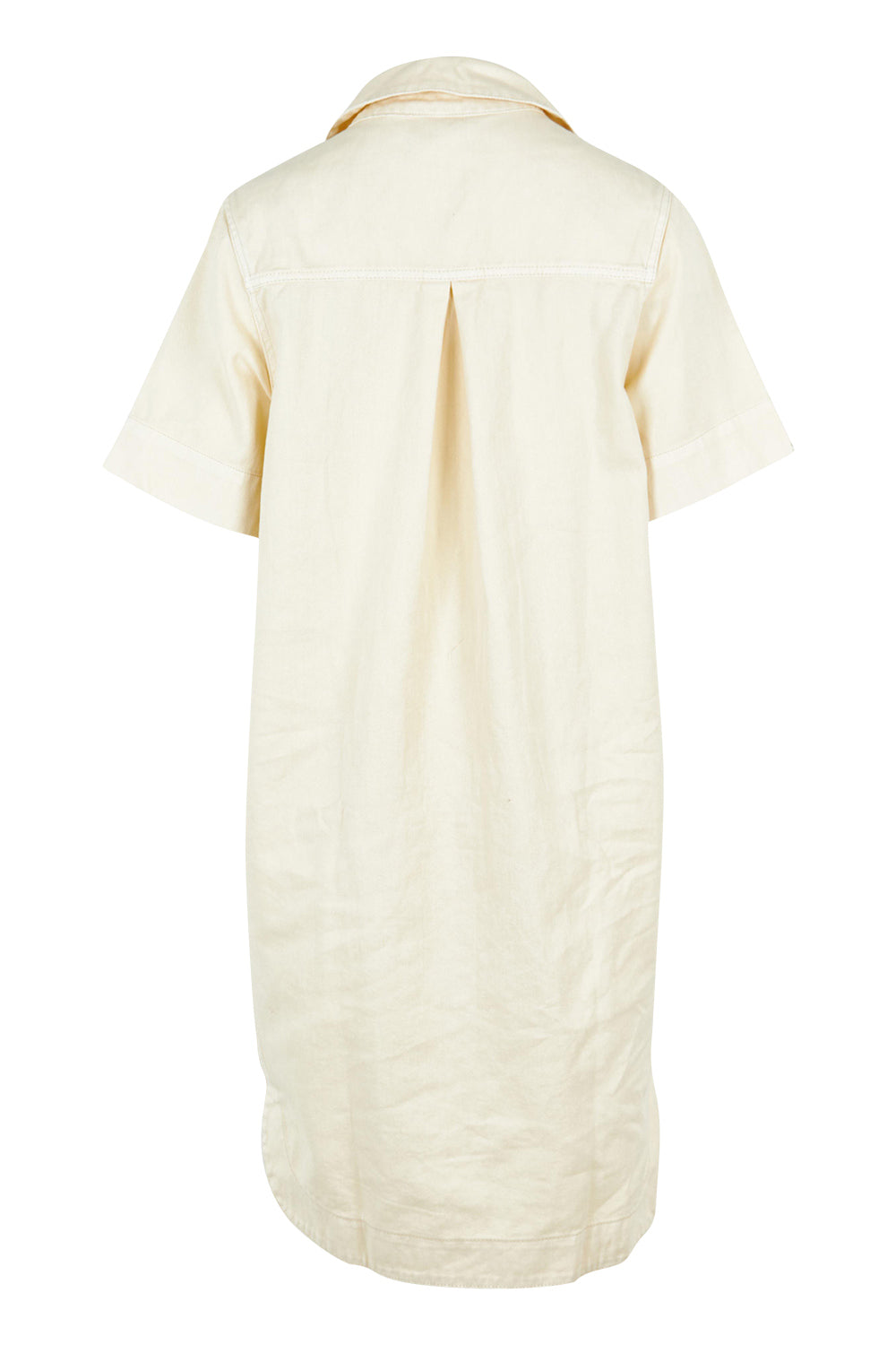 Product shot of the Dawson Denim Dress in colour Offwhite (White), from the back