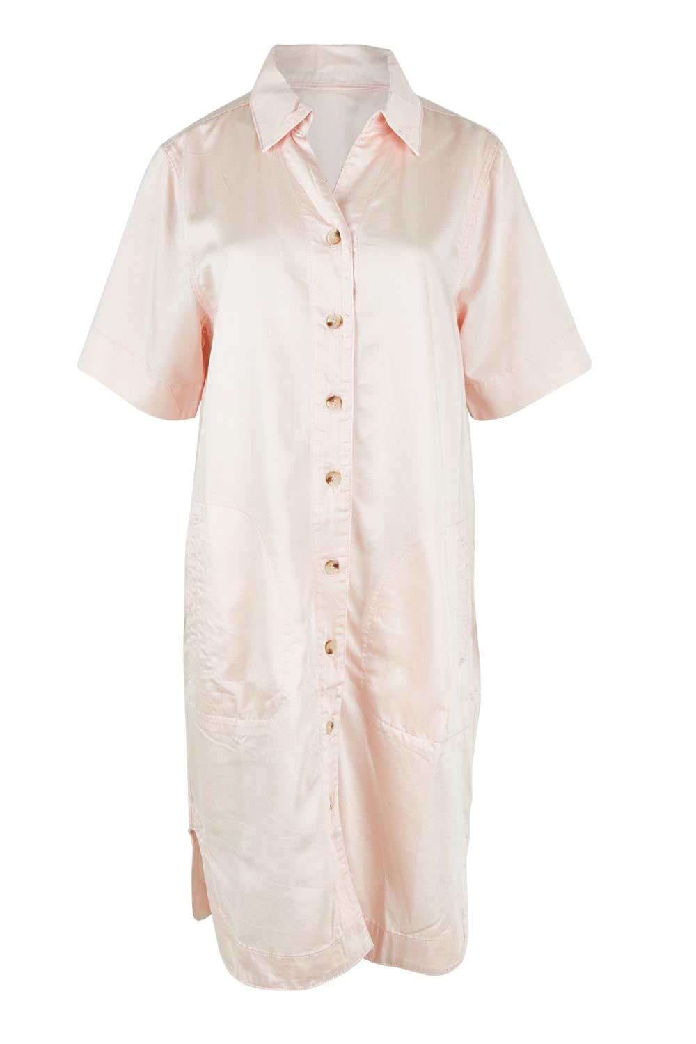 Product shot of the Dawson Denim Dress in colour Pink (Pink), from the front