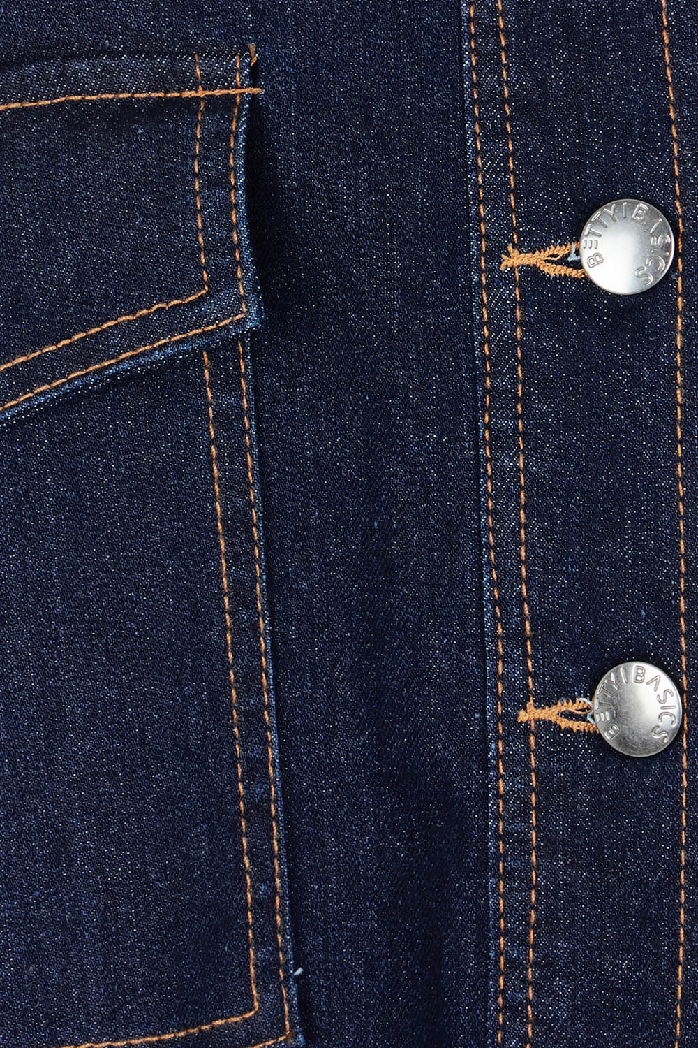 Product shot of the Cherry Denim Shirt in colour Smokeink (Blue), detail
