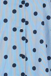 Product shot of the Sage Cotton Shirt in colour Polkadot (Blue), detail