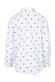 Product shot of the Sage Cotton Shirt in colour Redheart (White), from the back