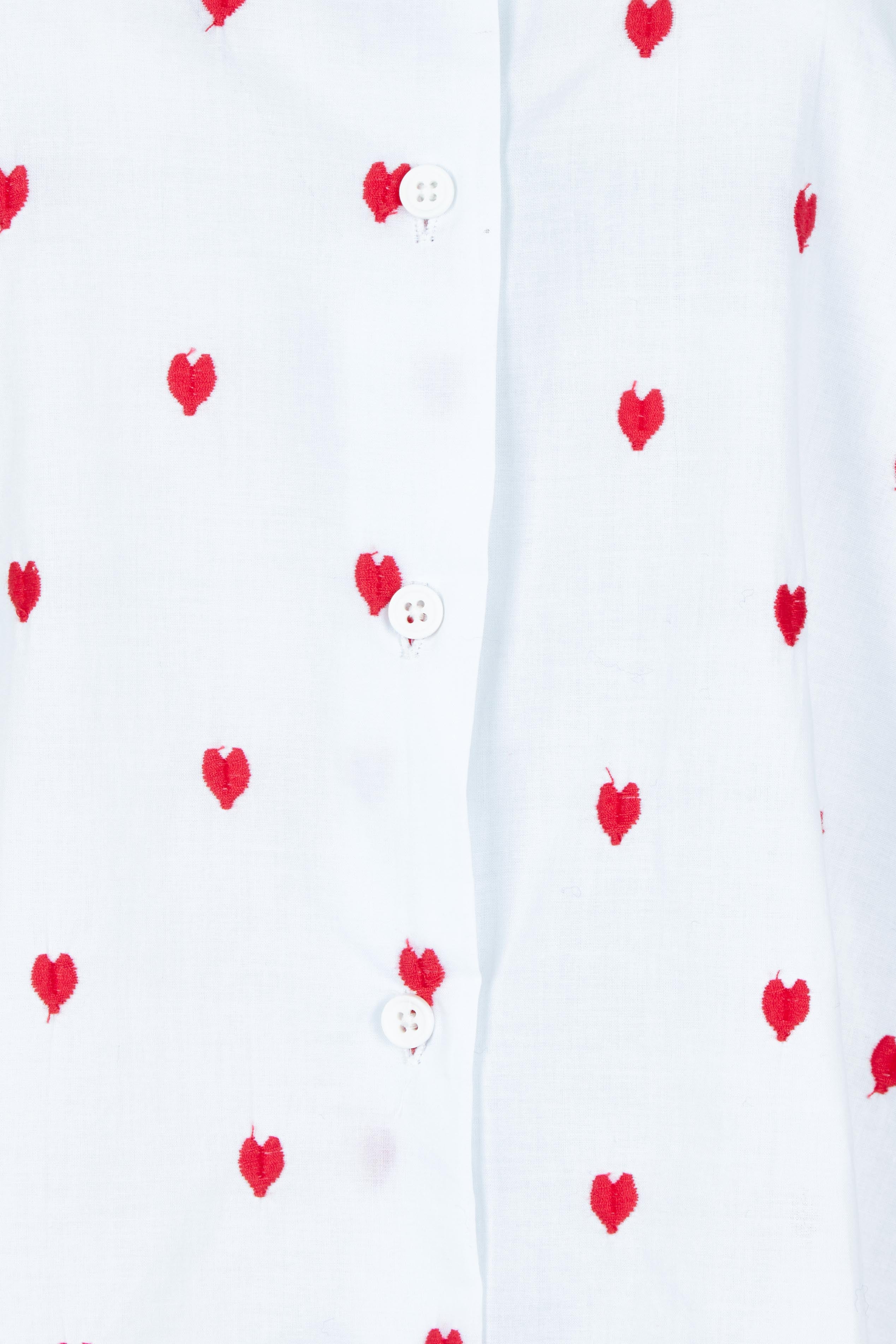 Product shot of the Sage Cotton Shirt in colour Redheart (White), detail