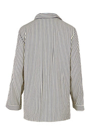 Product shot of the Cotton Blend Crinkle Shirt in colour Blkstripe, from the back