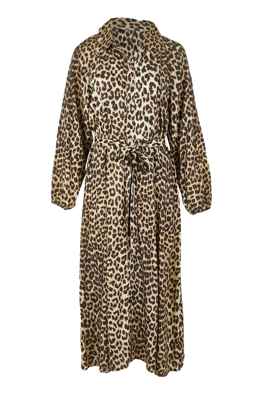 Product shot of the Lisa Leopard Shirt Dress in colour Leopard, from the front