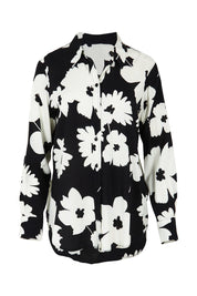 Product shot of the Rosie Shirt in colour Floral (Black), from the front
