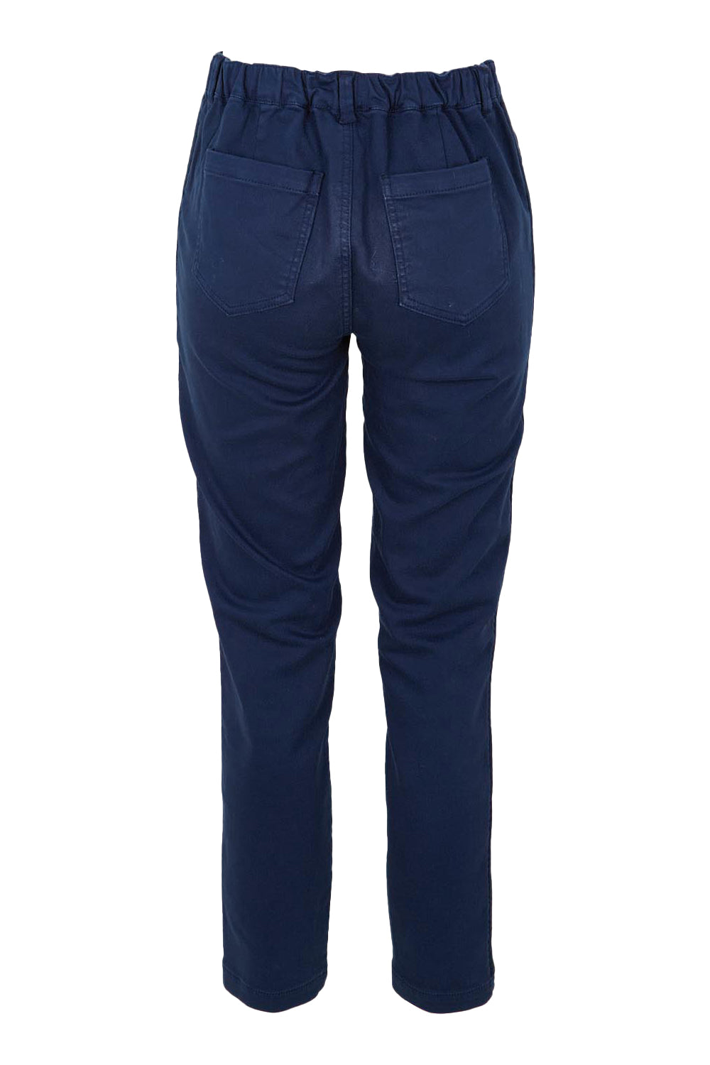 Product shot of the Carey Cotton Blend Chino Jogger in colour Navy (Blue), from the back