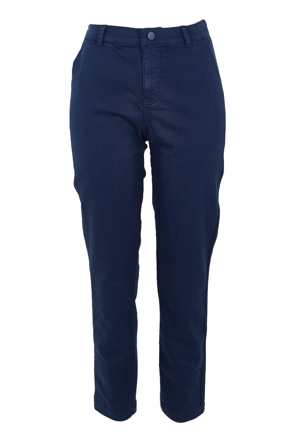 Product shot of the Carey Cotton Blend Chino Jogger in colour Navy (Blue), from the front