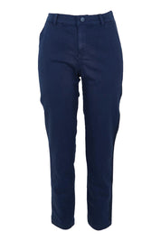 Product shot of the Carey Cotton Blend Chino Jogger in colour Navy (Blue), from the front