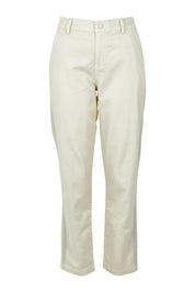 Product shot of the Carey Cotton Blend Chino Jogger in colour Stone, from the front