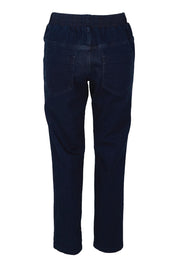 Product shot of the Harlow Denim Jogger in colour Indigo (Blue), from the back