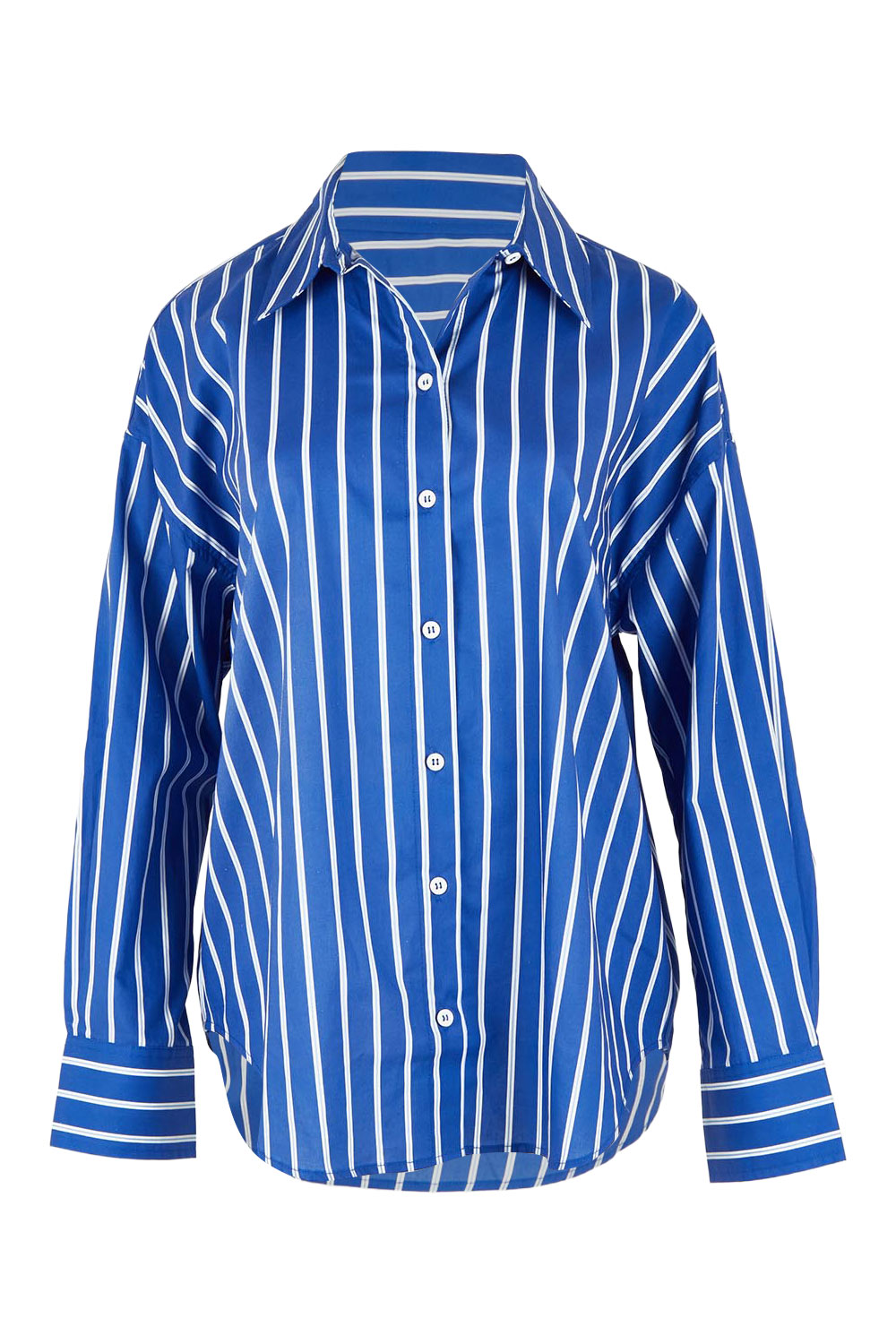 Product shot of the Regatta Blue Stripe Cotton Shirt in colour Blue (Blue), from the front