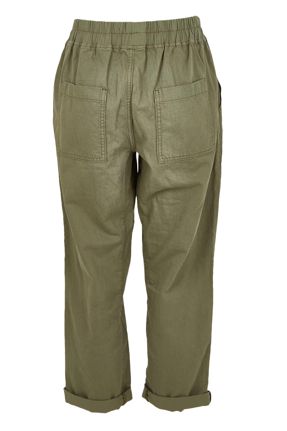 Product shot of the Quinn Cotton Jogger in colour Khaki (Green), from the back