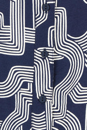Product shot of the Rosalind Shirt in colour Navygeo (Blue), detail