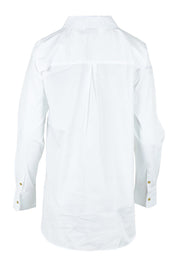 Product shot of the Shellie Cotton Poplin Shirt in colour White (White), from the back