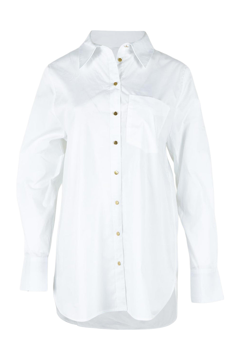 Product shot of the Shellie Cotton Poplin Shirt in colour White (White), from the front