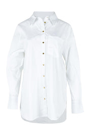 Product shot of the Shellie Cotton Poplin Shirt in colour White (White), from the front