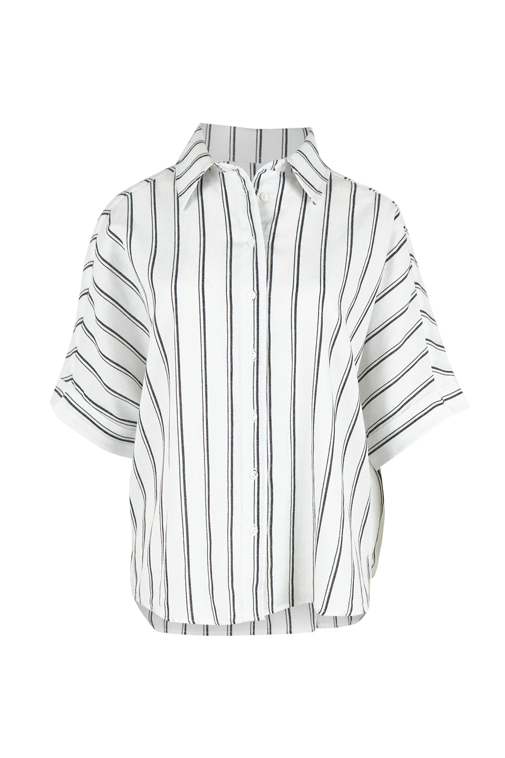 Product shot of the Lynwood Linen Blend Shirt in colour Blkwhite (White), from the front