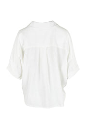 Product shot of the Lynwood Linen Blend Shirt in colour White (White), from the back