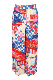 Product shot of the Sable Wide Leg Pant – Mediterranean in colour Mediterranean, from the back