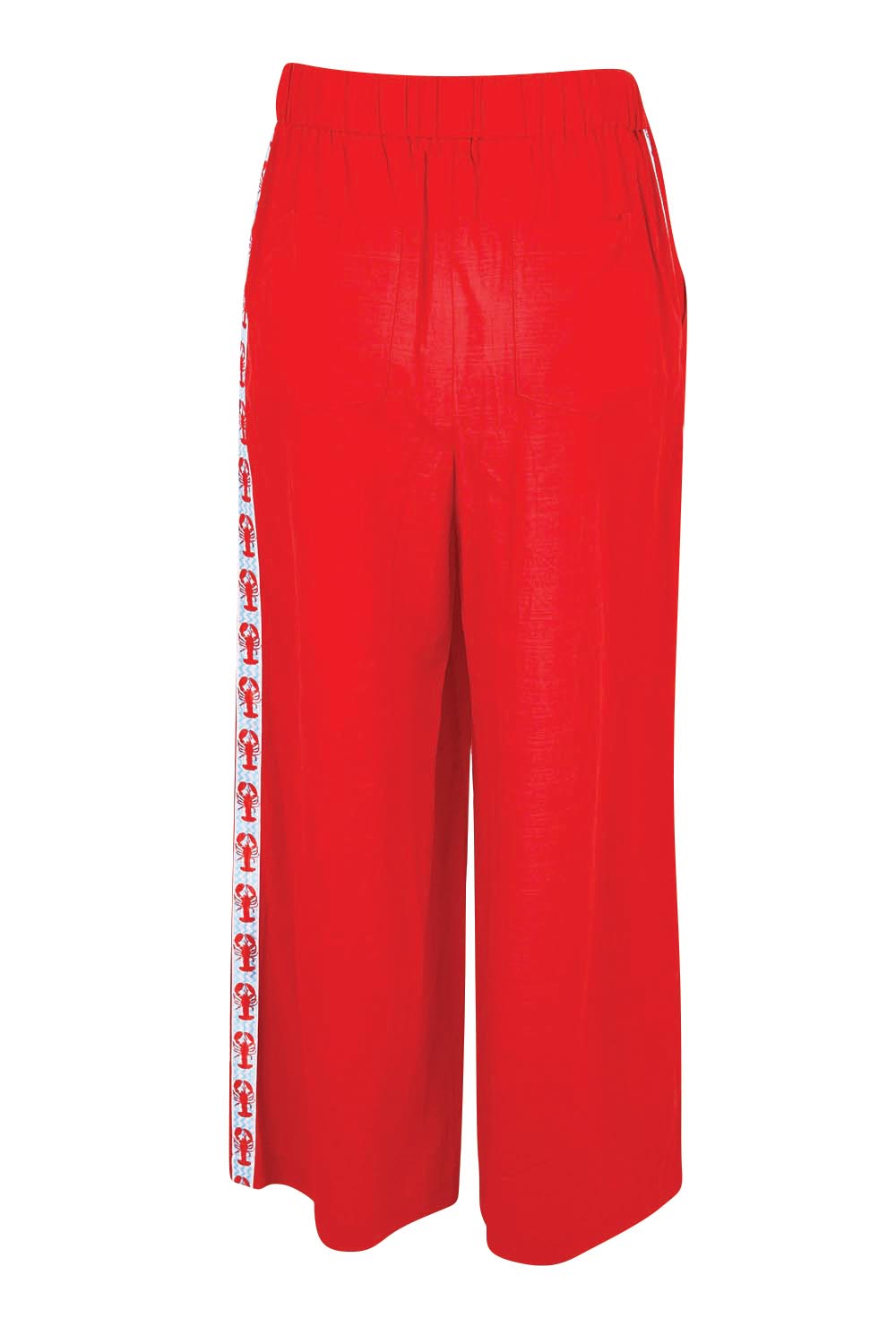Product shot of the Sable Wide Leg Pant – Red in colour Red, from the back