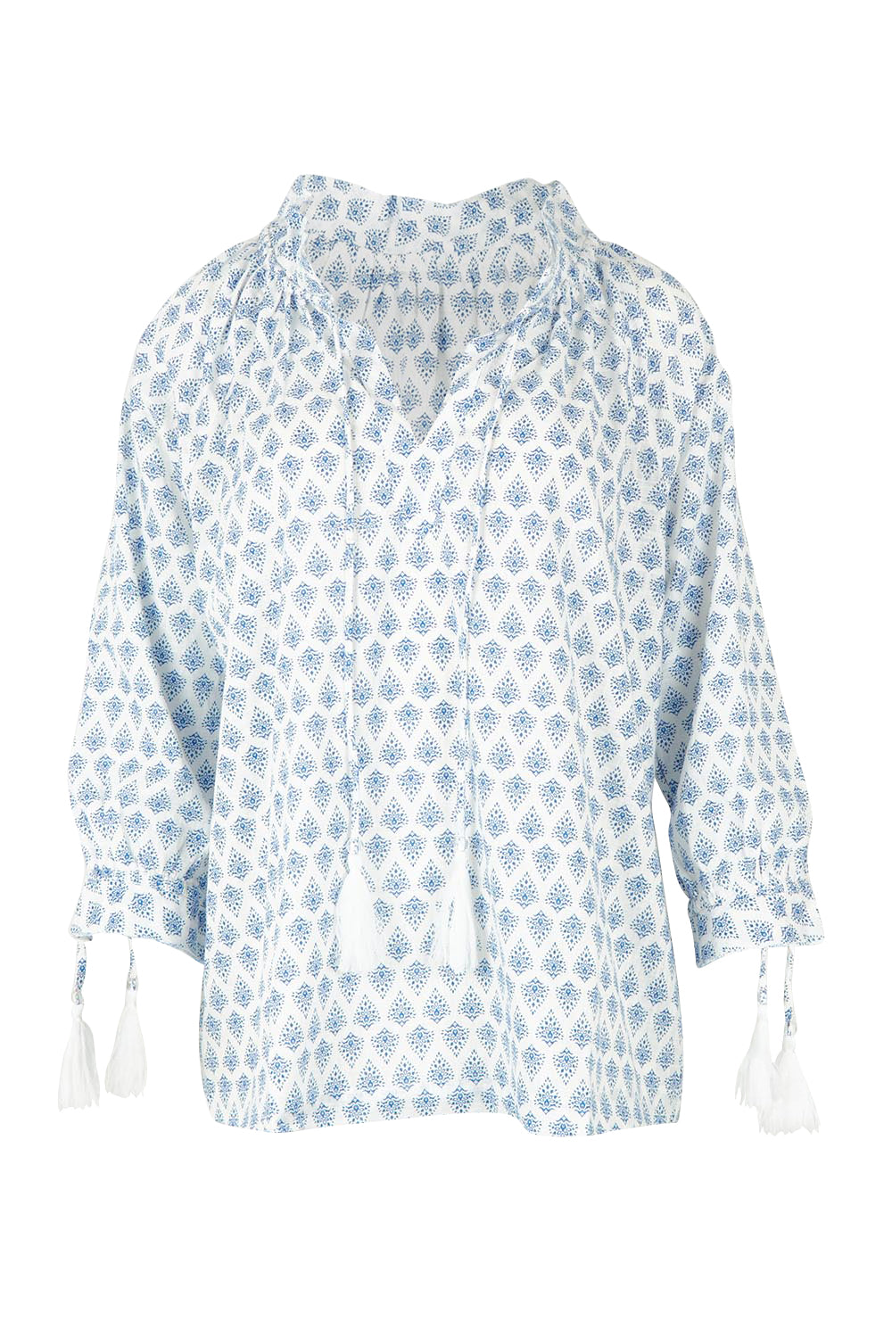 Product shot of the Charli Cotton Blouse in colour Blue (Blue), from the front