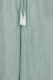 Product shot of the Tatum Cotton Wide Leg Pant in colour Green (Green), detail