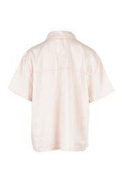 Product shot of the Saffra Short Sleeve Denim Shirt in colour Pink (Pink), from the back