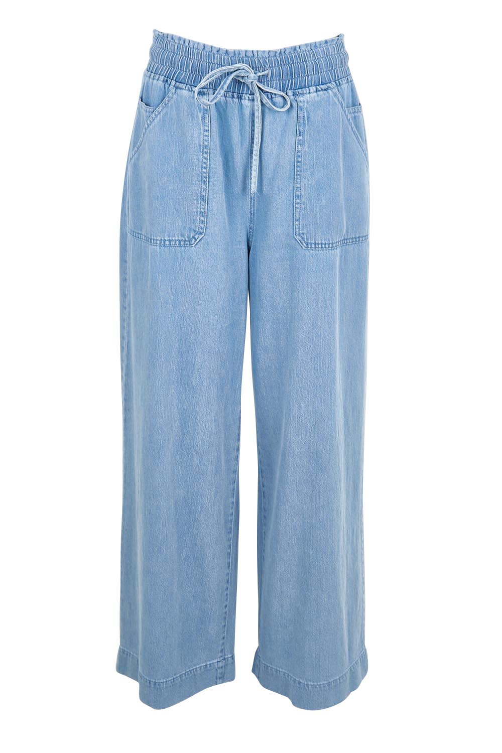 Product shot of the Saffra Relax Leg Jean - Midwash in colour Midwash, from the front