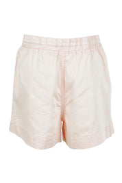 Product shot of the Relax Denim Shorts in colour Pink (Pink), from the back