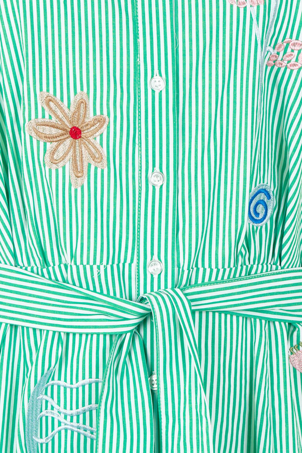 Product shot of the Gloria Floral Cotton Dress in colour Green (Green), detail
