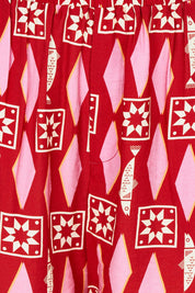 Product shot of the Copacabana Short in colour Sardinia (Red), detail