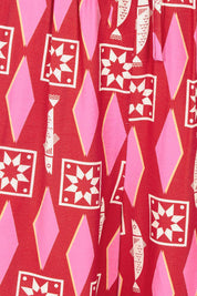 Product shot of the Copacabana Relax Pant in colour Sardinia (Red), detail