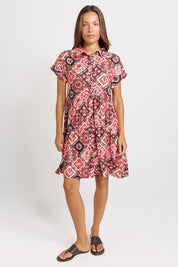 Model Genericm wearing size sample of the Copacabana Shirt Dress – Coco in colour Coco, from the front
