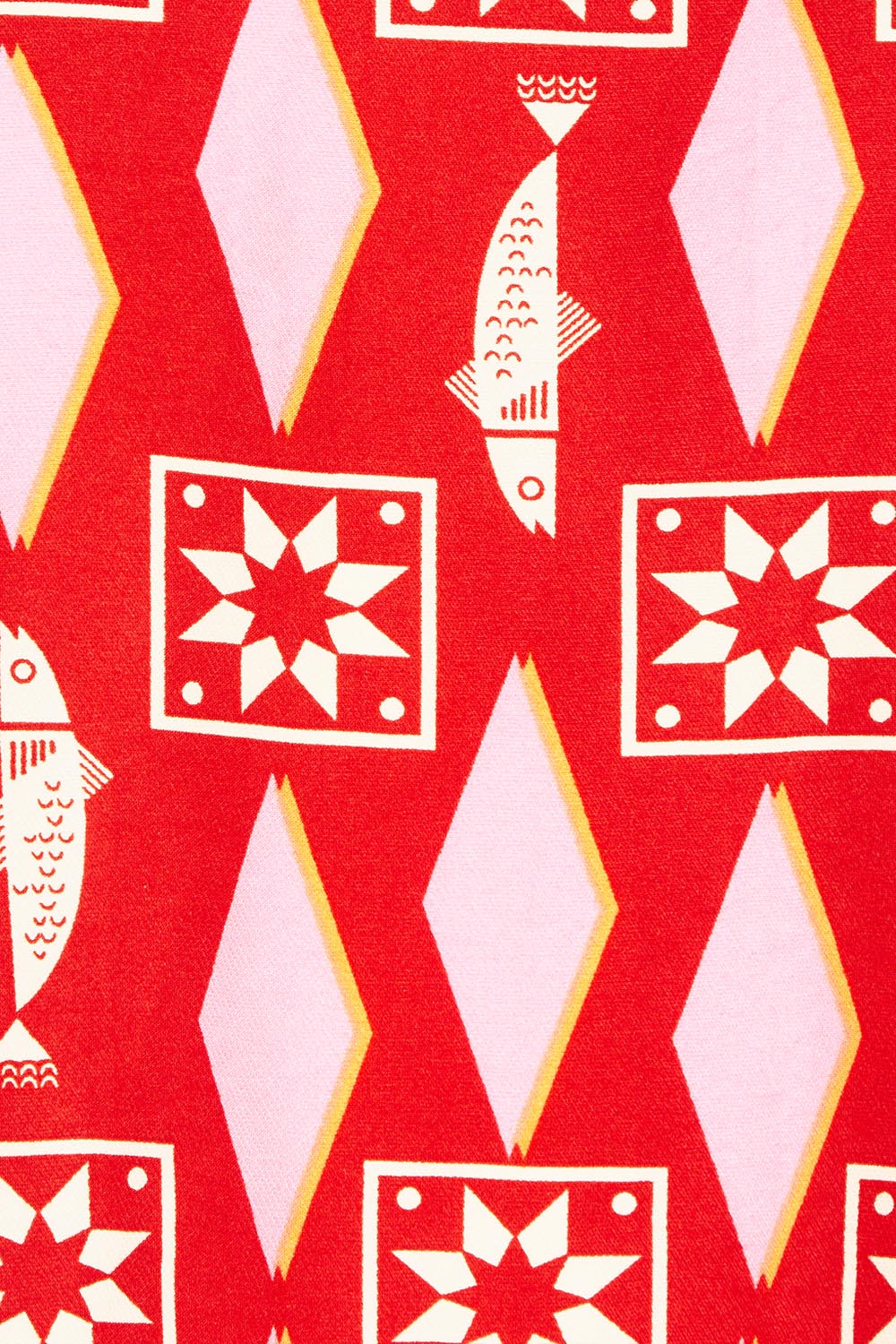 Product shot of the Copacabana Shell Top in colour Sardinia (Red), detail