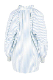 Product shot of the Romi Shirt – Blue in colour Blue, from the back