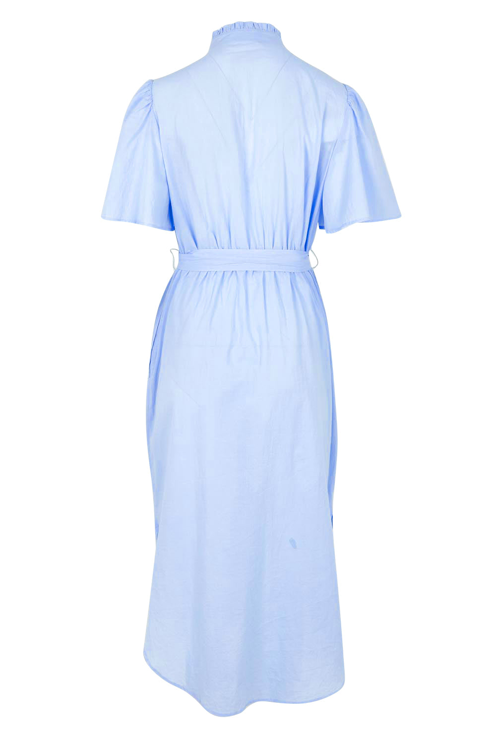 Product shot of the Immie Cotton Dress in colour Bluericrac (Blue), from the back
